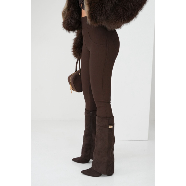 Legginsy antycellulitowe / Push Up / CHOCO /   S - M - L - XL
